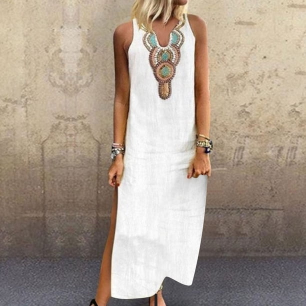 WILLBEST Vestidos Floreados para Mujer Vestidos de Verano para Mujer Casual Suelto Bohemio Vestido Floral Correa Maxi Vestido Chica