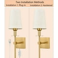 thumbnail image 6 of Moose 2-Light Modern Brass Dimmable Indoor Sconces with Linen Fabric Shades, 2 Count, 6 of 8