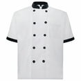 thumbnail image 2 of TopTie Veste de Chef Serveur Unisexe à Manches Courtes pour Hôtel restaurant-Blanc-3TG, 2 of 7