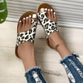 thumbnail image 5 of HAOTAGS Women's Summer Dressy Flat Sandals Leopard Print Toe Ring Open Toe Slip On Shoes White Size 9, 5 of 7