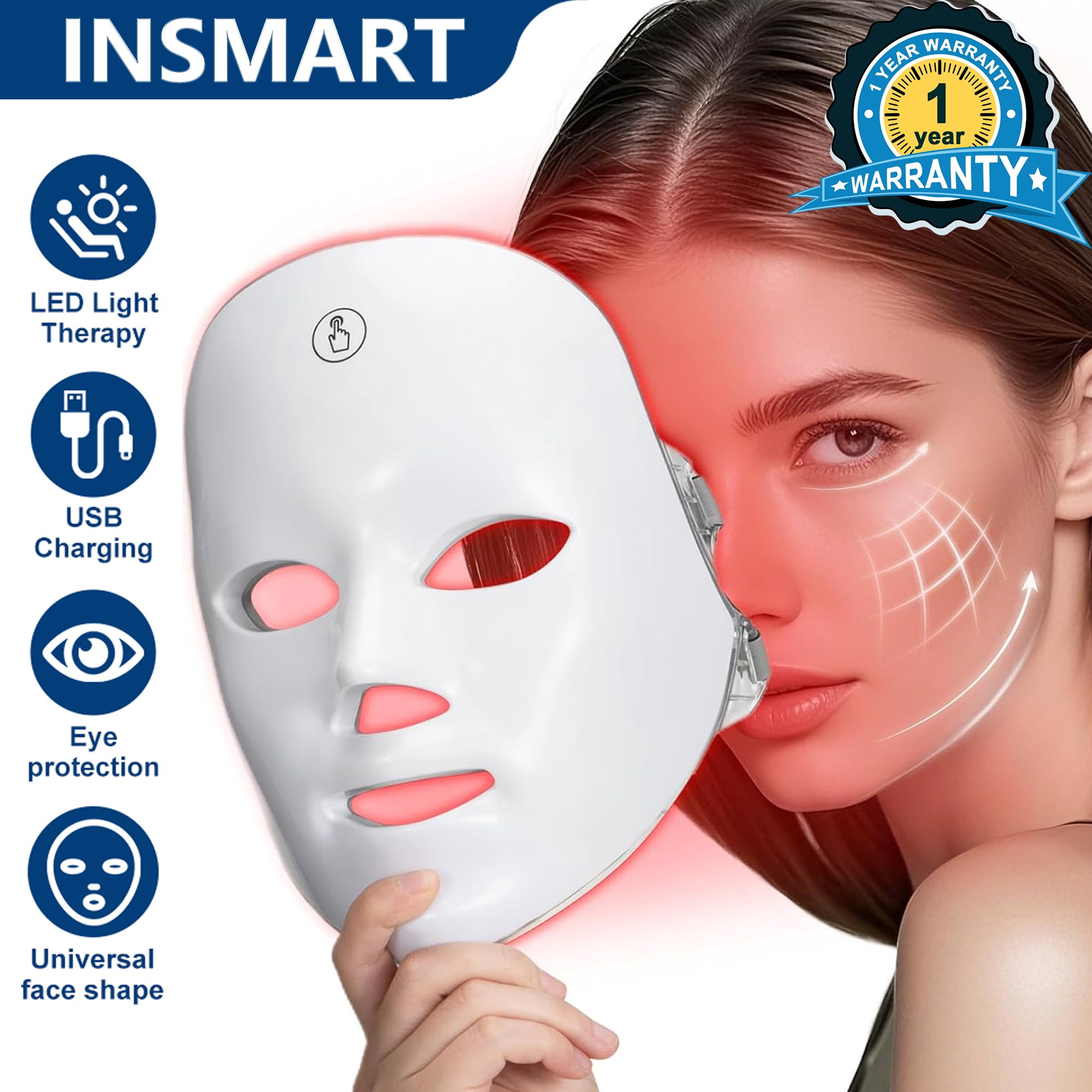 GLO24K 7 Color LED Light Therapy Face Mask, Anti-Aging Skin