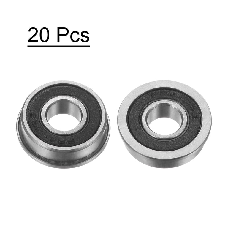 Uxcell 4pcs FR4-2RS Flanged Ball Bearings - 1/4" X 5/8" X 10/51", Double Sealed, Chrome Steel