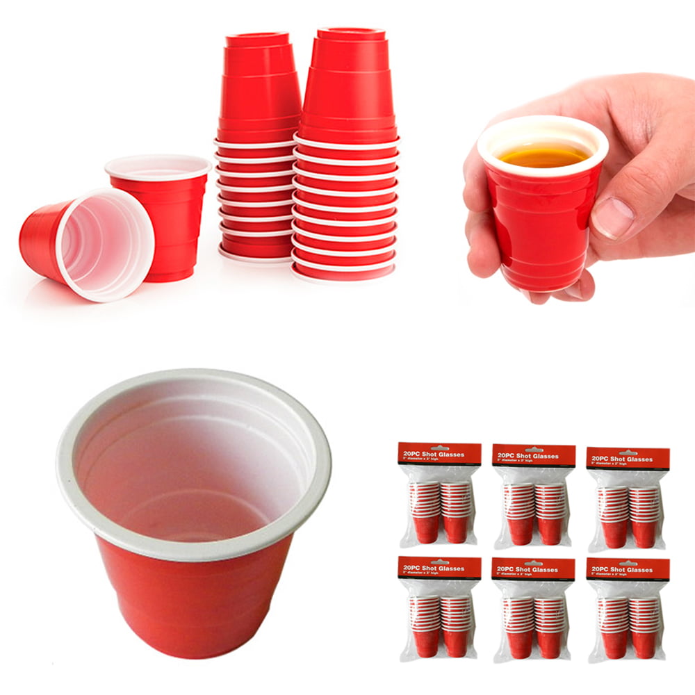 Seagram's 7 Branded Red Party/Shot Cup Solo Cup Style REUSABLE PLASTIC Lot of 4 