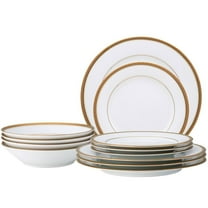 Charlotta Gold 12-Piece (Gold) Porcelain Dinnerware Set, Service for 4