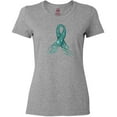 thumbnail image 3 of Inktastic Ovarian Cancer Awareness Teal Ribbon Made of Hearts Women's T-Shirt, 3 of 5