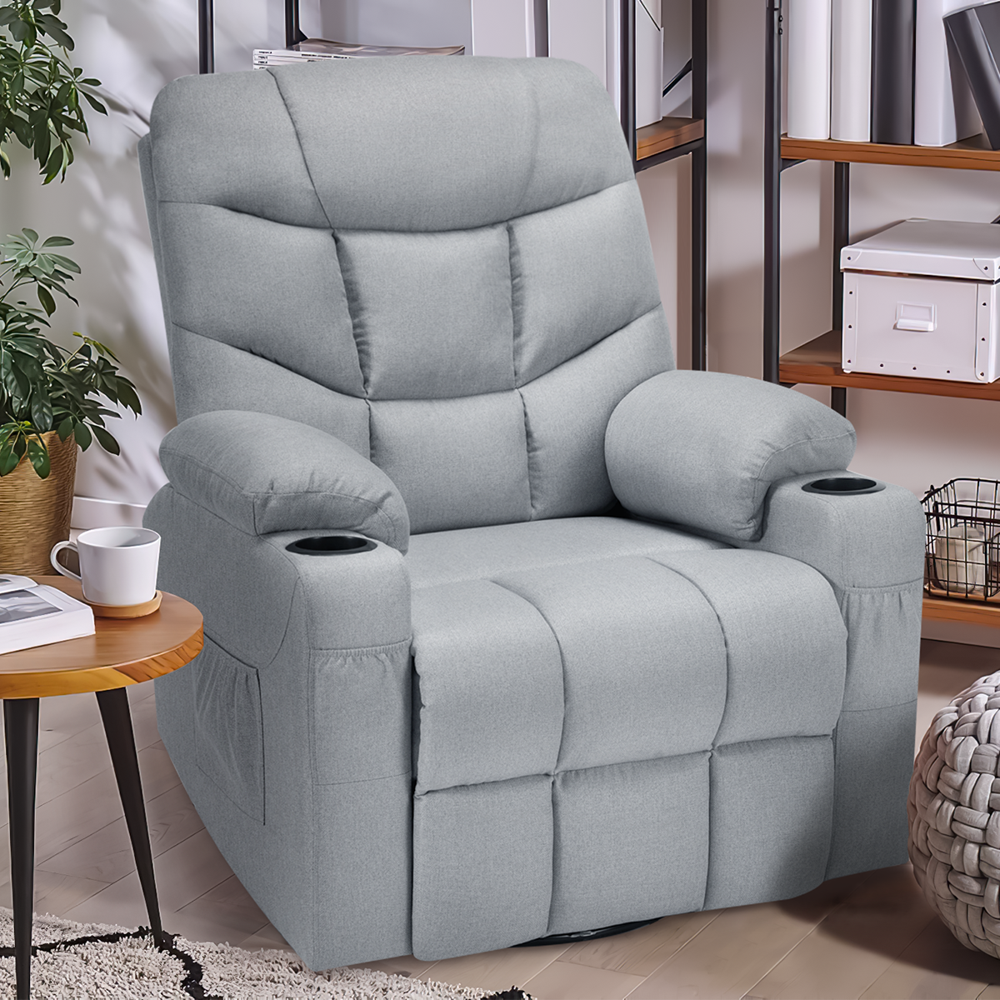 Danrelax Fabric Massage Recliner Chair, Ergonomic Lounge, Vibrating