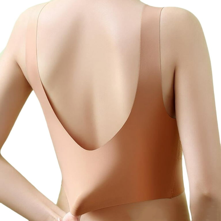 Bigersell Yoga Bra Lace Wrapped Chest Vest Thin Non Underwire Push-Up  Underwear Women Short Size Strappy Bra, Style 6551, Beige 38B 