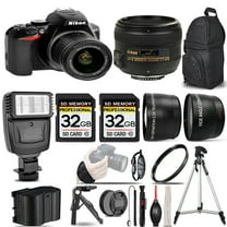 Nikon D3500 DSLR Camera with 18-55mm Lens  50mm f/1.4G Lens  Flash  64GB-  Kit