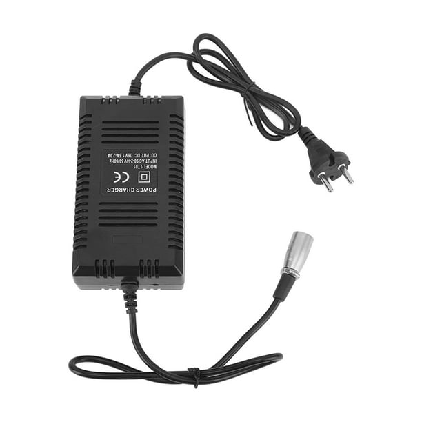 Cargador De Bicicleta Eléctrica, Cargador De Bicicleta Eléctrica XLR De 3 Pines DC 36V 1.6A-2.0A Salida Resistente Al Fuego Para Carga Rápida