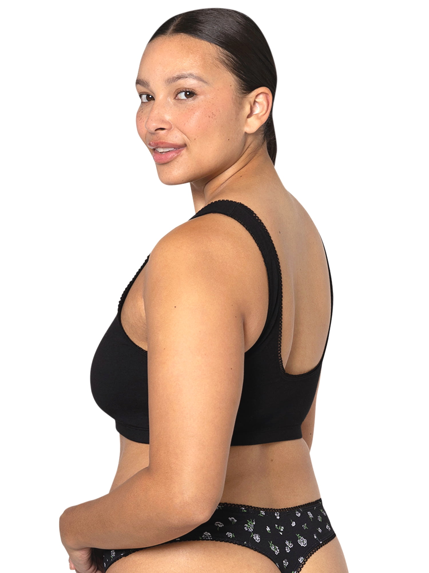 fresh collection by Fruit of the Loom Women's Cotton Tank Bralette and Thong Set