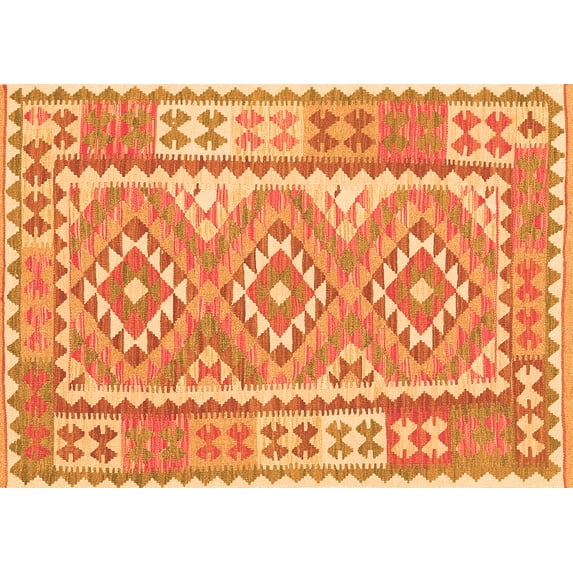 Ahgly Company Indoor Rectangle Oriental Orange Traditional Area Rugs, 5' x 8'