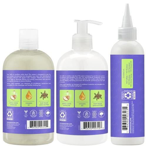 Sheamoisture Dandruff Shampoo (12 Oz) + Conditioner (12 Oz) + Pre-Wash (4 Oz) Anti-Dandruff 3Pc Bundle With Salicylic Acid & Vitamin B3, Apple Cider Vinegar Packaging May Vary