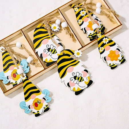 

Bee Day Wooden Ornament Bee Wood Crafts Wall Tree Hanging Decoration Happy