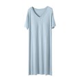 thumbnail image 3 of Feancey Nightdress for Women Loose Fit Casual Modal Nightgowns Summer Short Sleeve V Neck Sleep Dress Soft Lounge Sleepwear Spring Sales Light Blue XXL, 3 of 9