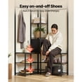 thumbnail image 4 of KFFKFF Corner Hall Tree with Shoe Bench, 70.9 in Coat Rack with Hooks and Steel Frame, Freestanding Clothes Shoes Rack Storage Organizer with Anti-Tip Set, Rustic Brown, 4 of 9