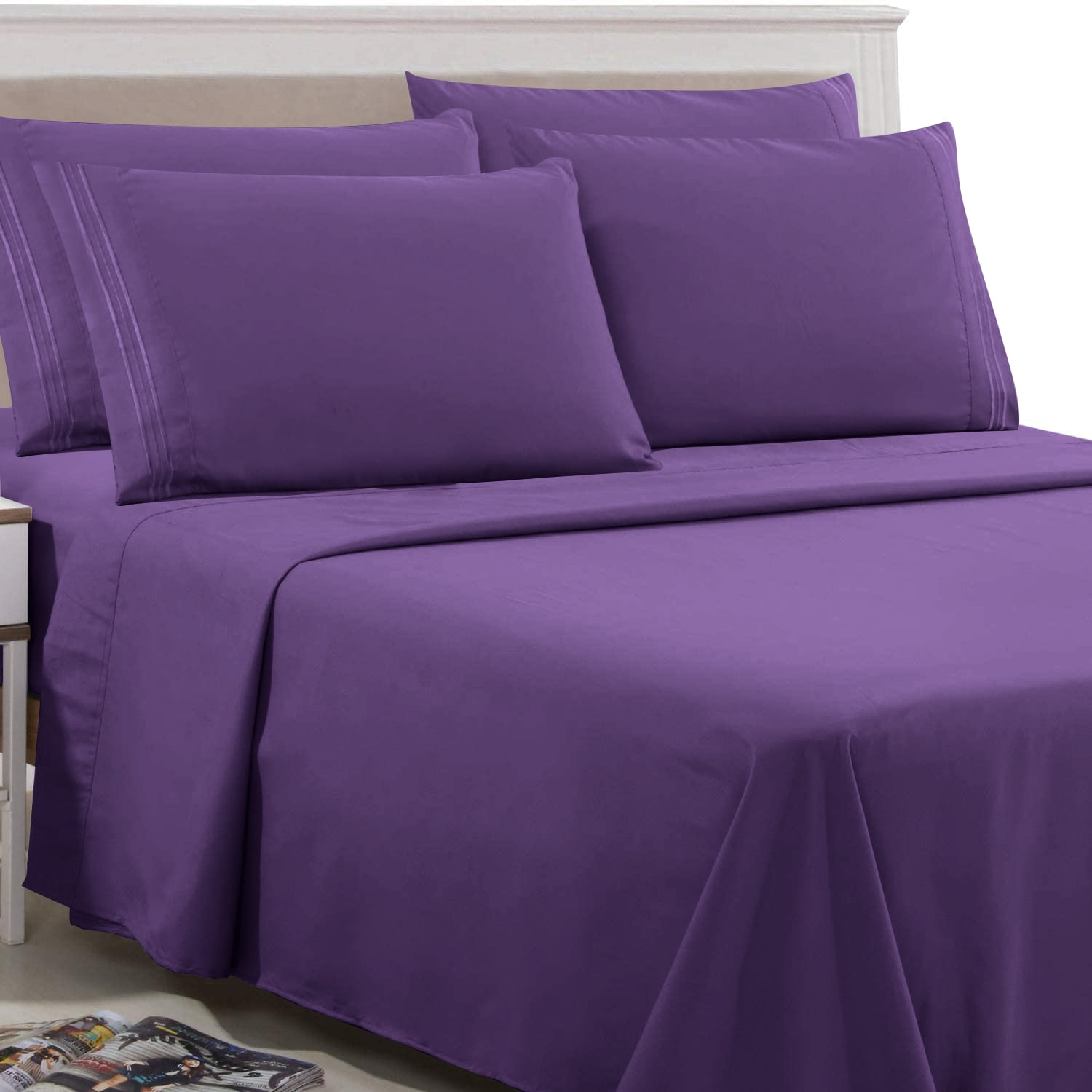 Details about   Queen Sheets Plum 6 Piece 1500 Thread Count Fine Brushed Microfiber Deep Pocke 