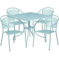 thumbnail image 3 of Emma + Oliver Commercial Grade 35.5" Square Sky Blue Patio Table Set-4 Round Back Chairs, 3 of 6