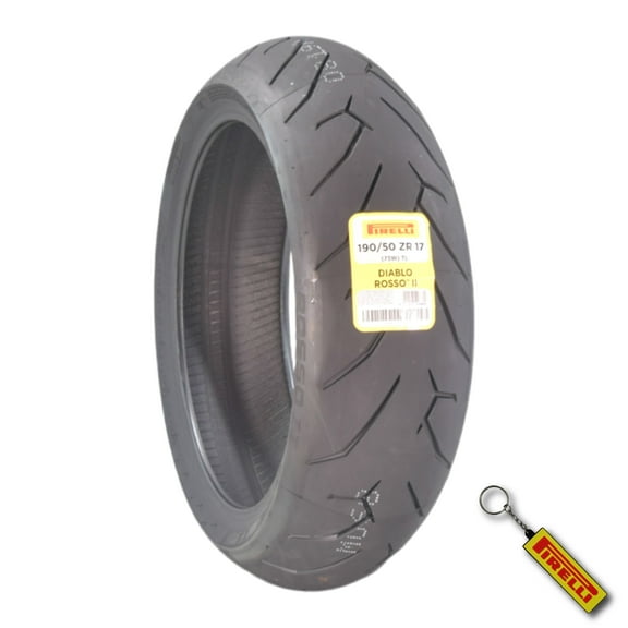Pirelli Diablo Rosso II 190/50 ZR 17 M/C (73W) TL Rear Motorcycle Tire - High Performance, Durable, and Reliable: Sport Performance for Road Use with Keychain
