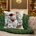 thumbnail image 4 of HCBY White Relief Aesthetic Christmas Throw Pillow Covers 18", Soft Comfy Xmas Santa Claus Trees Pillow Cases, Poinsettia Snowman Reindeer 3D Decor for Couch Sofa Living Room Bed Gift idea, 4 of 6