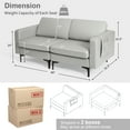thumbnail image 4 of Costway Modern Loveseat Leathaire 2-Seat Sofa Couch with  Side Storage Pocket Light Grey, 4 of 10
