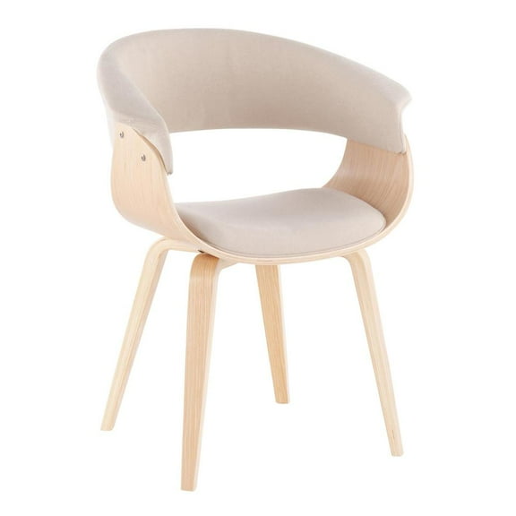 LumiSource Natural Wood, Cream Fabric Vintage Mod Chair