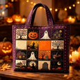 thumbnail image 3 of Women's Quilted Tote Bag Cute Dog Halloween Handbag with Lightweight Large Capacity Foldable for Travel and Work Trendy Halloween Handbags(01_Dark Purple,A), 3 of 3