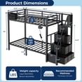 thumbnail image 3 of Miniyam Twin over Twin Bunk Bed with Storage Stairs and 6 Drawers, Black, 3 of 11