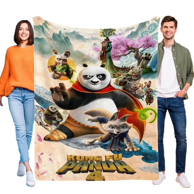 Kung Fu Panda (Franquicia) anti-pilling, suave, ligera, esponjosa y acogedora de lujo para hogar y cocina – Perfecta para niños y adultos,120x180cm