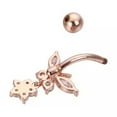 thumbnail image 4 of K-KED Women's Stainless Steel Studded Butterfly Navel Ring Navel Nail Human Piercing-silver, 4 of 6
