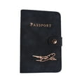thumbnail image 4 of Funda para pasaporte de piel sintética, tarjetero, organizador de documentos de moda para pasaporte negro, 4 of 9