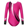 thumbnail image 1 of IEFIEL Girls Long Sleeves V Neck Shiny Glitters Gymnastics Dance Leotard,Sizes 6-16 Hot Pink 12, 1 of 7