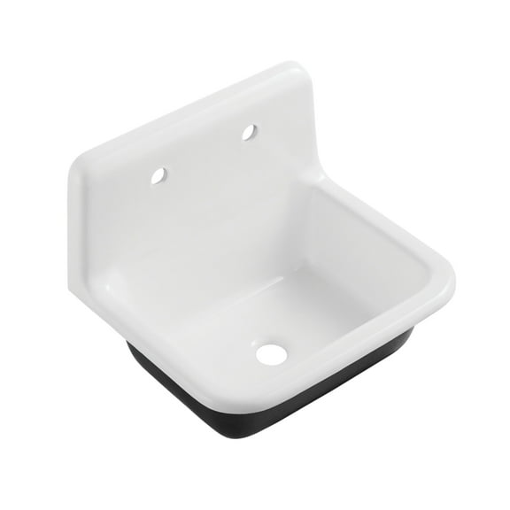 Gourmetier GCLWS22187 Petra Galley 22" x 18" Cast Iron Wall Mount Utility Sink, White