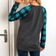 thumbnail image 4 of ICHUANYI Liquidación Camisetas con cuello en V con estampado navideño para mujer, camisetas de manga larga raglán de otoño a cuadros ICHUANYI WER202308233680, 4 of 6