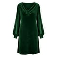 thumbnail image 6 of Mceream Women's Velour Cowl Neck Long Sleeve Dress – Loose Fit Polka Dot Sheer Sleeve Dress for Casual, Beach, Vacation & Cozy Home Wear In Red, Green, Navy & Gold Green XXL, 6 of 6