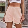 thumbnail image 6 of Riforla Women's Elastic Waist Drawstring Casual High Waist Rugged Denim Shorts Women's Fashion Shorts for Women Pink XL, 6 of 7