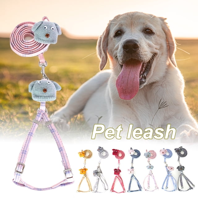 Flmtop Adjustable Core-Spun Metal Buckle Cotton Leash Harness Dog Traction Pull Rope Red