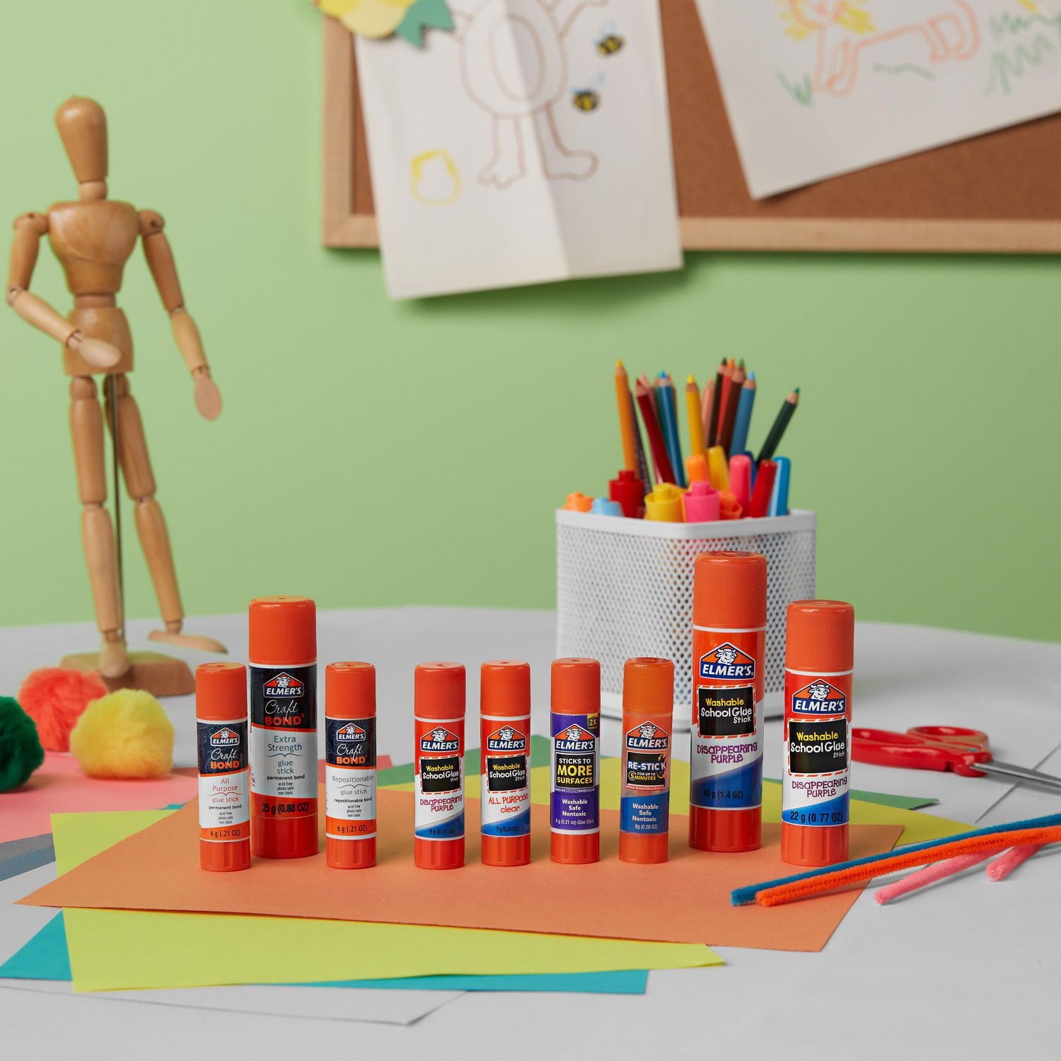 Elmer's Disappearing Purple School Glue Sticks, Washable, Non-Toxic, 20 g, 3 Count