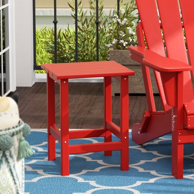 WestinTrends Mesa Aux. para Exteriores Adirondack de Madera de Poliéster para Todo Clima, Mesa Aux. Cuadrada para Piscina, Balcón, Terraza, Porche, Césped, Patio Trasero, Color Rojo