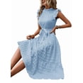 thumbnail image 3 of Women Summer Casual Midi Maxi Dresses Short Sleeve Light Blue M, 3 of 8