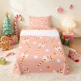 thumbnail image 2 of Manfei Candy Cane Twin Sheets Christmas Bedding, Brown Cream 3-Piece (1 Flat Sheet, 1 Fitted Sheet and 1 Pillowcase), 2 of 6