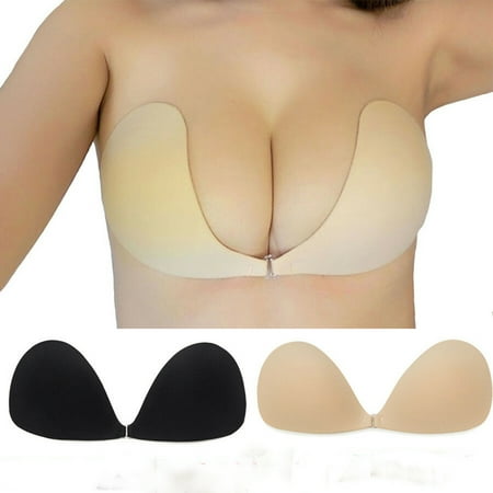 DODOING Push up Strapless Breathable Self Adhesive Plunge Bra Invisible Backless Sticky Bras 2 Pack