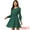 Dark Green, variant on Unique Bargains Women's Smocked Waist Chiffon Long Sleeve Shiny Star Dress S Black