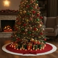 thumbnail image 6 of Hometravel Knitted Christmas Tree Skirt, Red and White Stitched Tree Collar, Decorative Tree Apron for Holiday Decor, Christmas Setup, 6 of 6