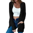 thumbnail image 2 of Cardigans for Women Trendy Lightweight Cozy Clothing Long Sleeve Sweater Open Front Jacket Fashion 2025 Loose Button Down Casual Black XXL, 2 of 5