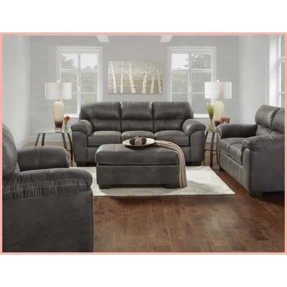 Tirana Modern 4-Piece Sofa Set with Pillow-Top Arms - Sequoia Ash Faux Leather Polyester Upholstery for Living Room