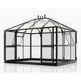 thumbnail image 2 of Jocisland 11x8.5x8.5 FT Pavilion Styled Greenhouse with Clear Panels Double Swing Doors, 6 FT Wall Height Hybrid Polycarbonate Greenhouse Greenhouse Kit, Greenhouses for Outdoors, Sunroom Black, 2 of 8