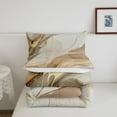 thumbnail image 5 of Brown Golden Marble Down Comforter Abstract Marble Texture Comforter Set Gold Fluid Marble Grain Bedding Set Full For Men Women,Watercolor Marble Art Bed Set 2 Pillow Cases, 5 of 7