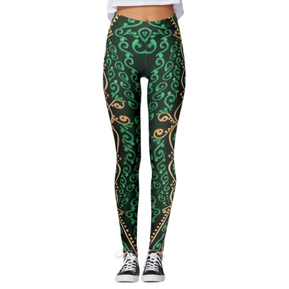 Arlun St. Patrick's Day Leggings for Women Stretch High Waisted Festival Theme Printed Casual Leggings Soft Comfortable Tight Yoga Gym Workout Pants 18-Green XL