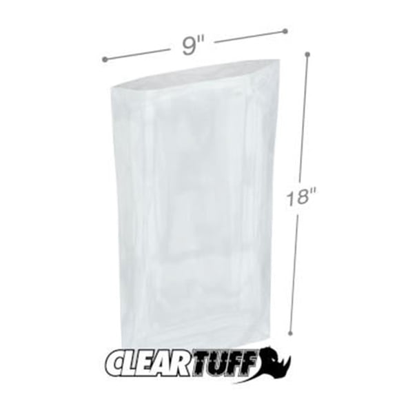 International Plastics PB10918 9 x 18 in. Clear Poly Bags, 0.00125 Gauge - Case of 1000