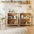 thumbnail image 4 of Kojooin Sideboard With 2 Glass Doors, 29" Large Buffet Cabinet With Solid Wood Countertop, Coffee Bar Cabinet With 2 Drawers, Modern Farmhouse Storage Table for Kitchen Dining Room, Living Room, 4 of 7